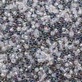 Iridescent glass seed beads in cool tones of blue and purple for DIY jewelry making - Black and White