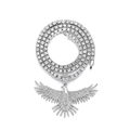 Détails du pendentif aigle hip-hop avec cristaux blancs sur une chaîne tennis argent - Pendentif Argenté + Chaîne Tennis 4mm*20inch