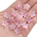 Pink frosted glass cherry blossom beads for DIY jewelry making, 14 pieces set - 15mm (Hole 1.5mm) / Gradient Light Pink