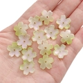 Yellow and pink gradient cherry blossom flower beads with frosted glass texture - 15mm (Hole 1.5mm) / Gradient Grass Green
