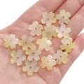 Iridescent cherry blossom glass beads for DIY jewelry making held in a person's palm - 15mm (Hole 1.5mm) / Gradient Yellow