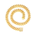 Collana a catena cubana dorata da 12 mm con strass baguette e chiusura a molla hip hop - Oro Rosa Collana 18inch (45cm)