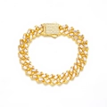Collana cubana 12mm oro hip hop con strass a baguette e tondi di alta qualità - Oro Rosa Bracciale 8inch (20cm)