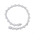 Hip-hop zilveren hartvormige tennis ketting met 12mm zirkonia en een doos-sluiting - Ketting / 18 Inch/45cm / Zilver