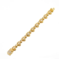 Luxe goudvergulde Cubaanse schakelarmband met hartvormige schakels en volledige zirkonia pavé - Armband / 8 Inch / 20cm / Goud