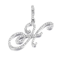 Close-up of silver letter H pendant with micro-paved zircons and sparkling bail - H (Silver)
