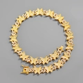 Detailed view of gold plated butterfly iced out Cuban link necklace with white zircons - Necklace (45cm) / Gold