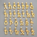 Conjunto de 26 colgantes de alfabeto con corona de oro hip-hop y diamantes de imitación - Letra U / Dorado