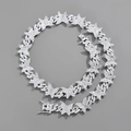 Macro detail of silver butterfly Cuban chain necklace with micro-pave crystals and box clasp - Necklace (45cm) / Silver