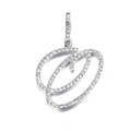 Macro detail of cursive letter O pendant with pavé set cubic zirconia in silver tone - O (Silver)
