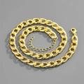 Hip hop style gold Cuban link necklace featuring diamond-cut texture and lobster clasp - Bracelet 18CM / Gold Textured Cuban Link - 156