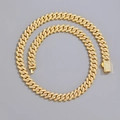 Dettaglio macro della collana cubana dorata da 9,5 mm con pavé completo di zirconi bianchi - Bracciale / 20cm / Oro