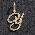 Détails du pendentif lettre Y plaqué or orné de zircons cubiques scintillants de style hip-hop - Or Initiale Y