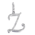 Macro detail of silver letter Z pendant encrusted with white sparkling rhinestones - Z (Silver)