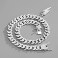 Hip-hop silver Cuban link chain with lightning pendant and micro-pave crystals - 45cm / Silver