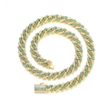 Hip hop Cubaanse ketting 9mm goudkleurig met blauwe en witte fonkelende strassteentjes - 18inch (45cm) / Goud Blauw & Witte Strass