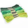 Green gradient embroidery floss set with 6 skeins for handmade DIY sewing projects - Approx 7.5 Meters Each / Green Series 8-Color Mixed