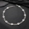 Dettaglio della collana a catena cubana argento con ciondoli a forma di smile con strass - Stile Faccina (154)