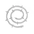 Hip hop silver tennis chain with spiked triangle charms and sparkling CZ stones - 45cm / Silver