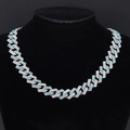 Detalle de la cadena de eslabones cubanos con circonitas plateadas y azul claro - 8 pulgadas / Plateado Azul Celeste