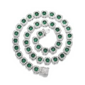 Collar tennis plateado con piedras verde esmeralda y circonitas cúbicas brillantes - Pulsera 8 pulgadas (20 cm) / Plateado Esmeralda