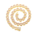 Collier hip-hop de luxe 11mm avec pierres de zircon rose et finition dorée élégante - Or Rose