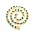 Chaîne hip hop en or élégante avec pierres vert émeraude et pavé de diamants blancs - Or Émeraude