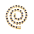Hip hop royal blue crystal tennis chain with gold plated links and pavé diamond clasp - Necklace / 45cm / Gold