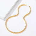 Clásico collar tennis dorado con pedrería blanca engastada para hombre y mujer, estilo hip hop - 3mm / 7in (18cm) / Dorado