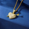 Ciondolo a cuore dorato con cristalli scintillanti su una collana a catena a fune - Pendente cuore e freccia solo (senza catena) / Oro