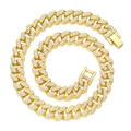 Gold-plated Cuban link necklace with iced out rhinestones and heart-shaped letter pendant - Curb Chain