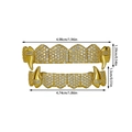 Hip hop stijl goud vergulde vampier grillz set ingelegd met glimmende zirkoon - Boven / Gouden Gladde Oppervlakte Slagtanden