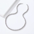 Collar tennis de plata con circonitas cúbicas blancas redondas engastadas en pavé - 3mm / 7in (18cm) / Plateado
