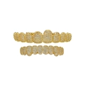 Hip hop 14k gold plated 10-tooth grillz set with pavé cubic zirconia diamonds - Gold Top