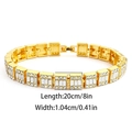 Dettaglio di bracciale hip hop oro 20cm con larghezza 1,04cm e inserti in diamante - Bracciale da 8 pollici