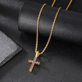 Golden hip hop cross necklace with purple zircon stones on a gold rope chain - Gold Lavender Purple Cross (Pendant Only)
