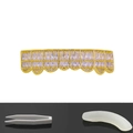 Hip hop gold grillz with rectangular zircons including tweezers and silicone bars - Gold Bottom