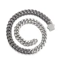 13mm tweekleurige hiphop Cuban link ketting met kristallen en een vierkante sluiting - Zilver Gesplitst Gun Zwart Armband (8in)