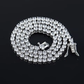Macro shot of 4mm silver tennis chain with brilliant zircon inlay and jewelry clasp - Zirconia Tennis Chain 7inch (18cm) / Silver White Zirconia 5mm