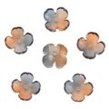 Set of 6 blue and amber gradient glass flower petal beads with gold foil for DIY - 12mm (10pcs/pack) / Black & Gold