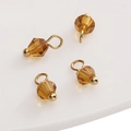 Amber faceted glass crystal pendants with gold loops for DIY jewelry making - 4mm (Hole Approx 1.5mm) / Bicone Bead Coffee