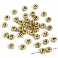 Flat round gold acrylic letter A beads for DIY handmade jewelry and bracelet making - Letter A / 50 Pieces