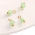 Mint green 4mm glass bead pendants with gold metal pin for DIY jewelry making - 4mm (Hole Approx 1.5mm) / Bicone Bead Green