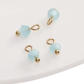 Set of four 4mm light blue faceted glass bead pendants with golden metal loops for DIY jewelry - 4mm (Hole Approx 1.5mm) / Bicone Bead Light Blue