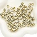Golden square acrylic alphabet bead with letter B for DIY handmade jewelry bracelets - 6x6mm (50 Pieces/Pack) / Gold-B