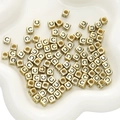 Golden acrylic alphabet cube bead with letter C for DIY jewelry making and bracelets - 6x6mm (50 Pieces/Pack) / Gold-C