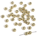 Flat round 4x7mm gold acrylic alphabet beads with black letter C for DIY jewelry - 50 Pieces/Pack (4x7mm) / Letter C