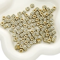 Golden acrylic square bead with letter D for DIY handmade bracelet making - 6x6mm (50 Pieces/Pack) / Gold-D