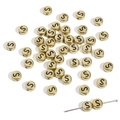 Flat round acrylic beads in retro gold with black letter S for DIY jewelry making - Letter S / 50 Pieces