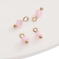Set of four pink faceted glass pendants with gold bails for DIY jewelry making - 4mm (Hole Approx 1.5mm) / Bicone Bead Pink